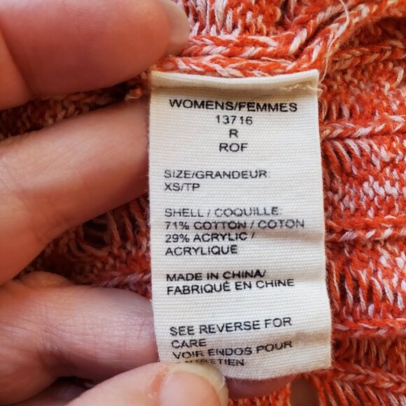 WOOLRICH SZ XS/S Open Weave 3/4 Sleeve Peach Orange Ombre Cotton Blend Sweater - Picture 10 of 10